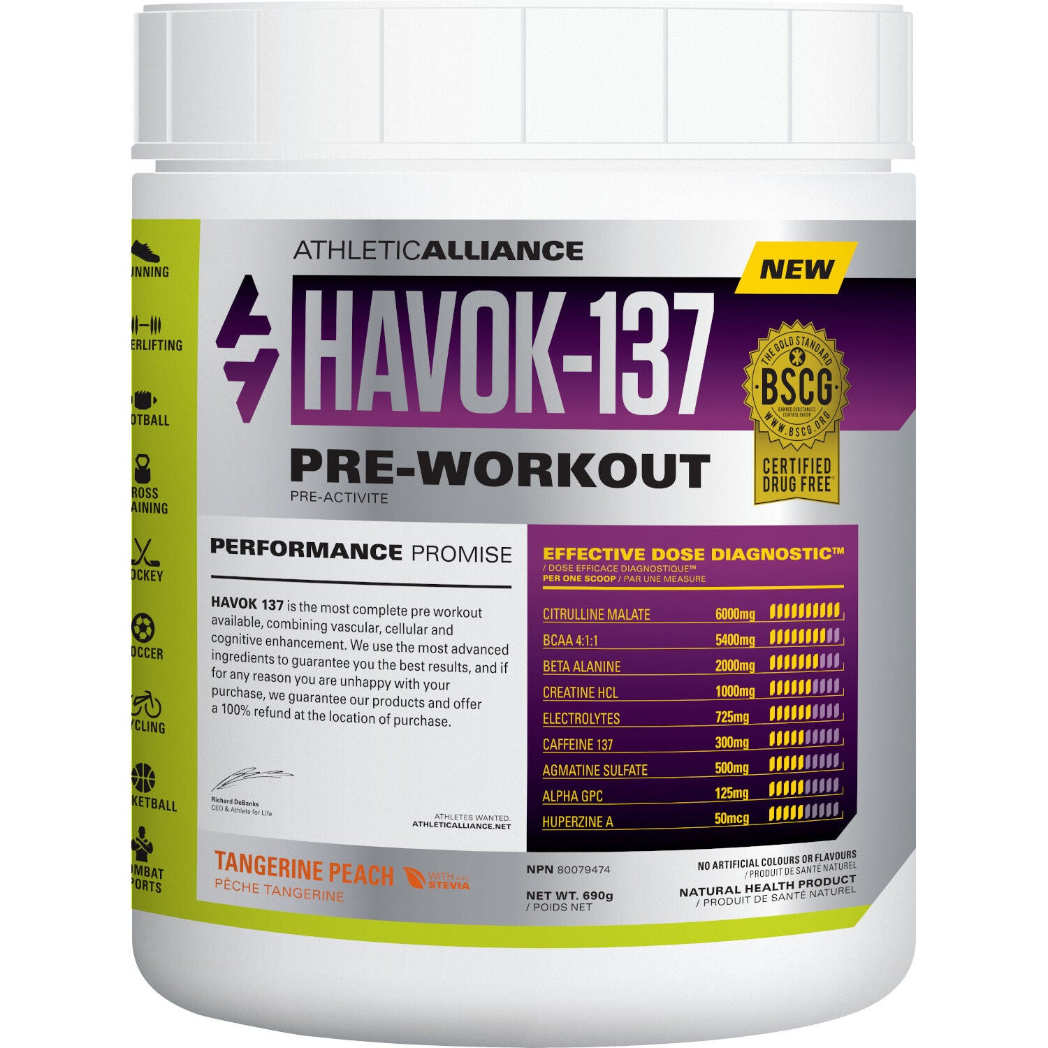 Athletic Alliance Havok 137 Pre Workout Tangerine Peach Gnc